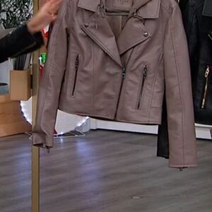 Blank NYC Women's Taupe Leather Jacket